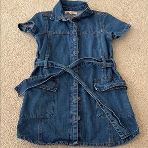 Lone Star Kids Denim Button Up Tie Dress Girls Size 7